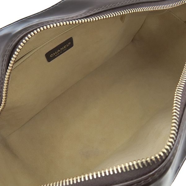 Chanel Boston Bag Choco Bar Patent Leather Brown Gold Hardware Brown Boston Bag
