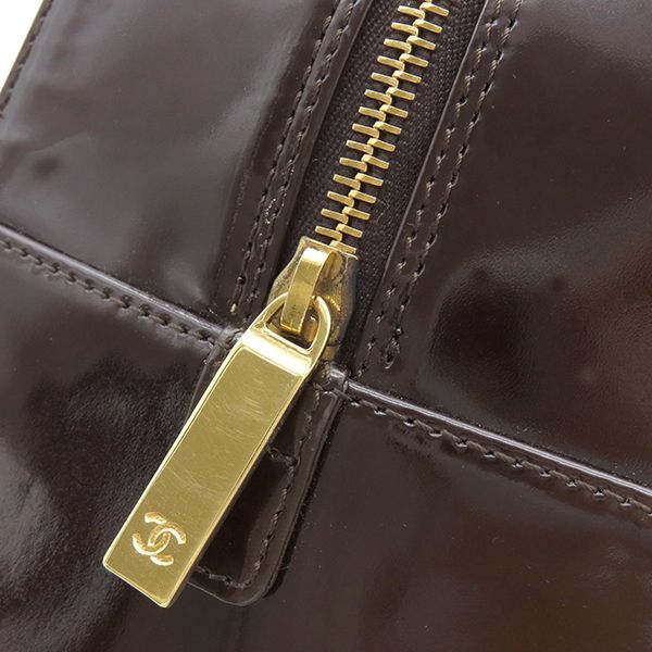 Chanel Boston Bag Choco Bar Patent Leather Brown Gold Hardware Brown Boston Bag