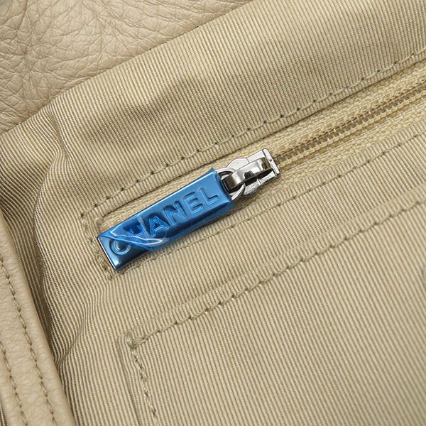 Chanel 2way Bag Chevron Draw String Bag Leather Beige Gunmetal Hardware Coco