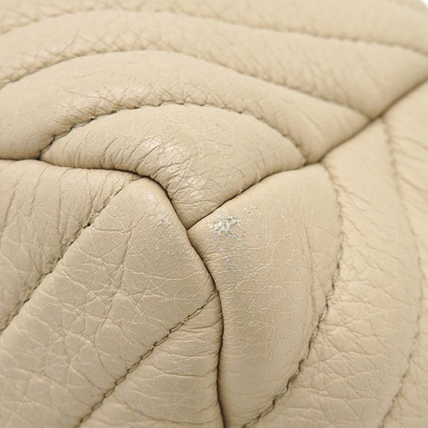 Chanel 2way Bag Chevron Draw String Bag Leather Beige Gunmetal Hardware Coco