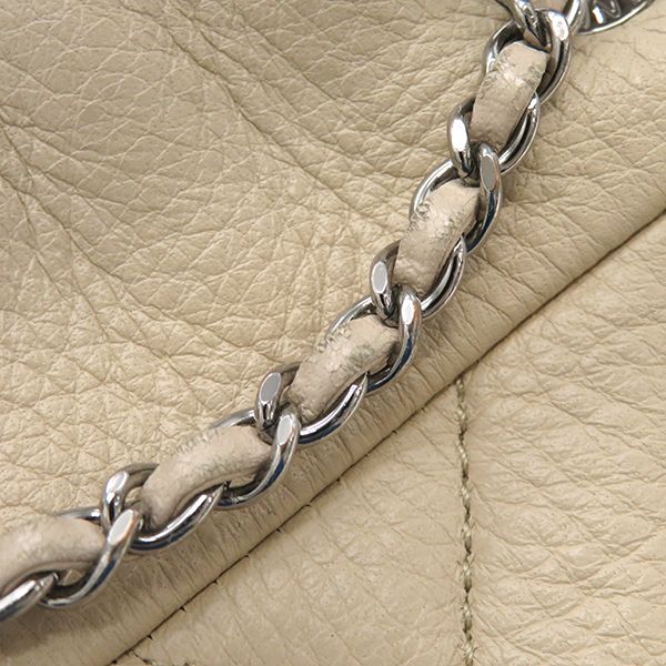 Chanel 2way Bag Chevron Draw String Bag Leather Beige Gunmetal Hardware Coco