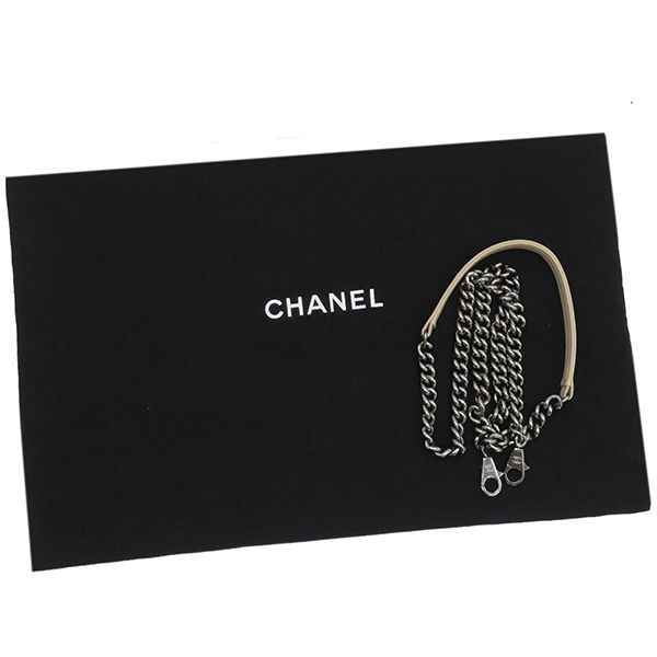 Chanel 2way Bag Chevron Draw String Bag Leather Beige Gunmetal Hardware Coco