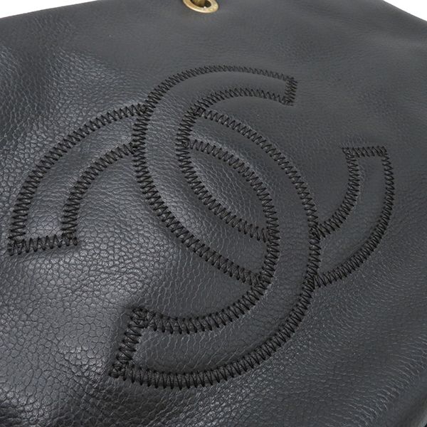 Chanel Handbag Coco Mark Tote Bag Caviar Skin Black Mattogo Old Hardware Black