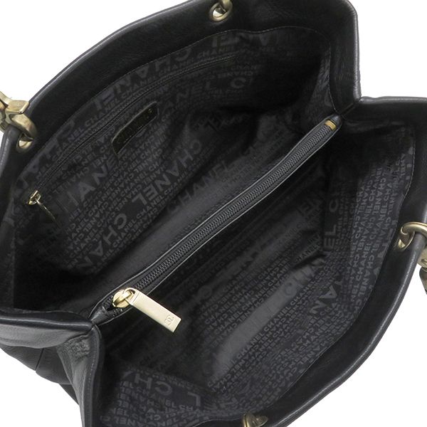 Chanel Handbag Coco Mark Tote Bag Caviar Skin Black Mattogo Old Hardware Black