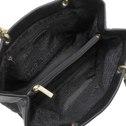 Chanel Handbag Coco Mark Tote Bag Caviar Skin Black Mattogo Old Hardware Black