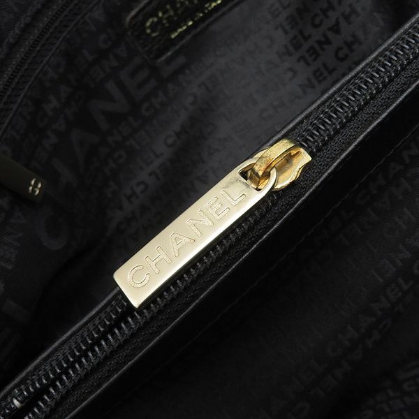 Chanel Handbag Coco Mark Tote Bag Caviar Skin Black Mattogo Old Hardware Black