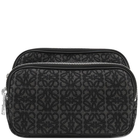 Loewe Shoulder Bag Anagram Mini Camera Bag Jacquard Calfskin Black and Gray