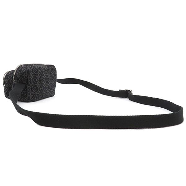 Loewe Shoulder Bag Anagram Mini Camera Bag Jacquard Calfskin Black and Gray