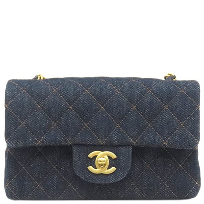Chanel Shoulder Bag Matelasse 20 Denim Navy Gold Hardware Navy Blue Chain