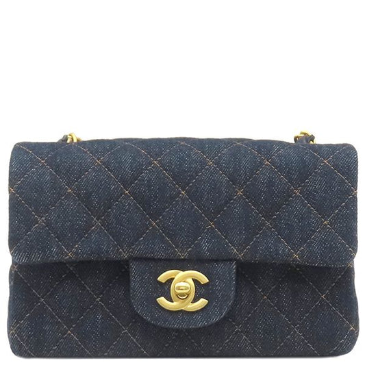 Chanel Shoulder Bag Matelasse 20 Denim Navy Gold Hardware Navy Blue Chain