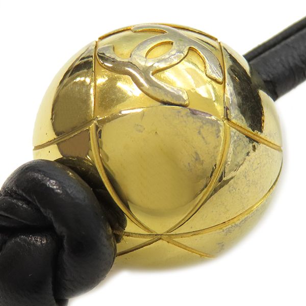 Chanel Shoulder Bag Draw String Shoulder Bag Lambskin Black Gold Hardware Black