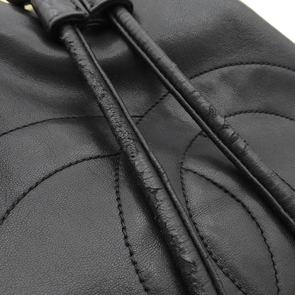 Chanel Shoulder Bag Draw String Shoulder Bag Lambskin Black Gold Hardware Black