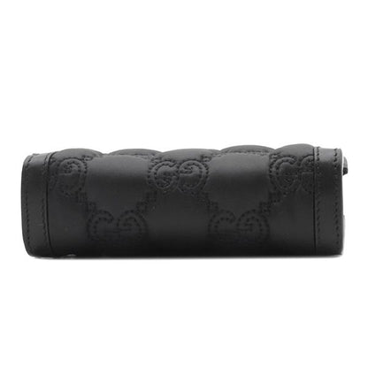 Gucci 2way Bag Ggmatelasse Top Handle Leather Nylon Black Silver Hardware Black