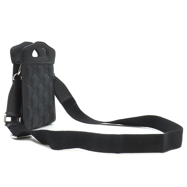 Gucci 2way Bag Ggmatelasse Top Handle Leather Nylon Black Silver Hardware Black