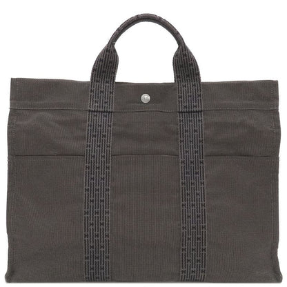 Hermes Tote Bag Her Line Tote MM Canvas Gray Silver Hardware Key and Cadena