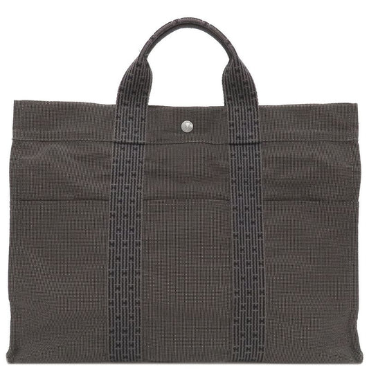 Hermes Tote Bag Her Line Tote MM Canvas Gray Silver Hardware Key and Cadena