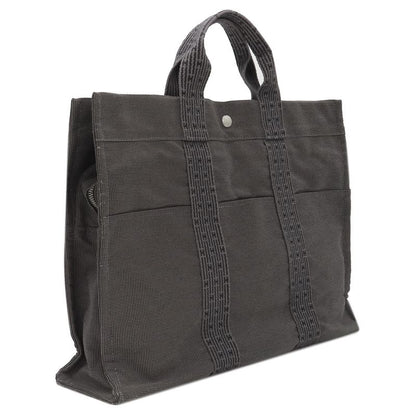 Hermes Tote Bag Her Line Tote MM Canvas Gray Silver Hardware Key and Cadena