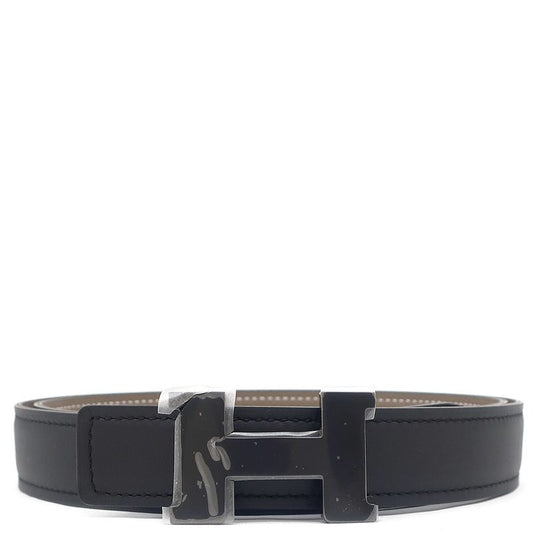Hermes Belt Constance H #85 Swift Vaux Epson Black and Etoupe #85 Never Used H