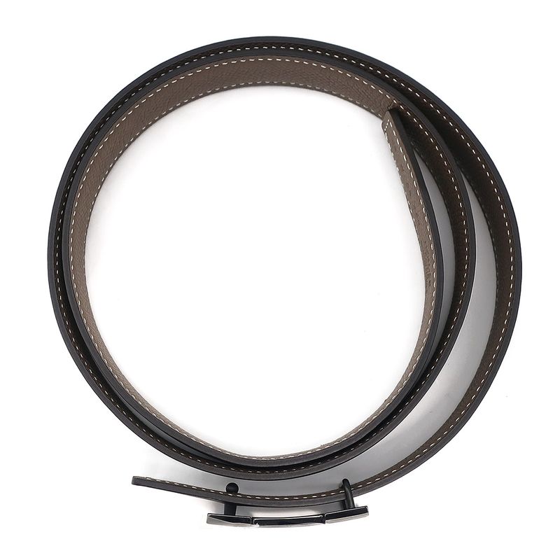 Hermes Belt Constance H #85 Swift Vaux Epson Black and Etoupe #85 Never Used H