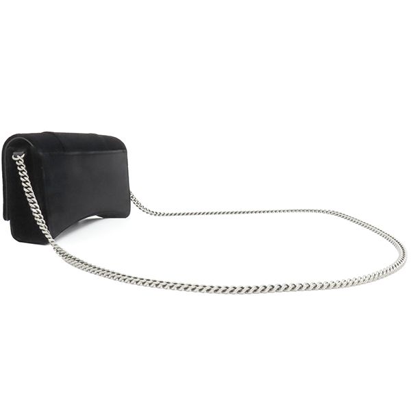 Balenciaga Chain Wallet Hourglass Velvet Black Silver Hardware Black Chain