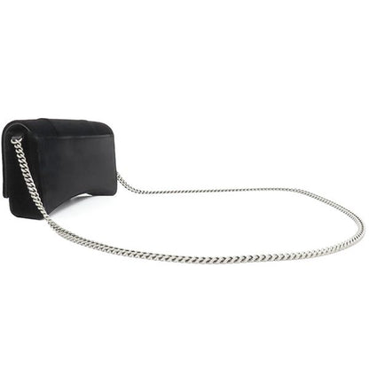 Balenciaga Chain Wallet Hourglass Velvet Black Silver Hardware Black Chain