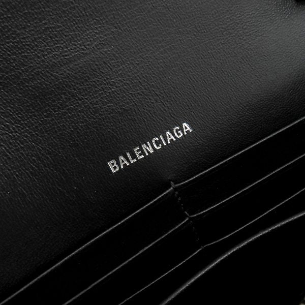 Balenciaga Chain Wallet Hourglass Velvet Black Silver Hardware Black Chain