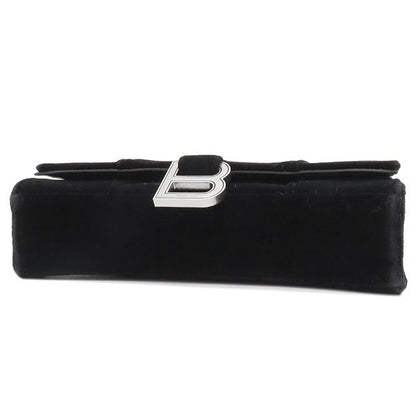 Balenciaga Chain Wallet Hourglass Velvet Black Silver Hardware Black Chain