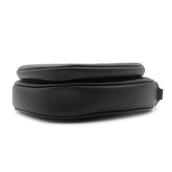 Gucci Shoulder Bag Interlocking G Heart Shoulder Leather Black Gold Hardware