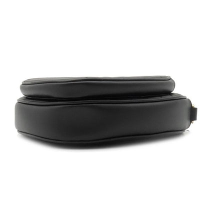 Gucci Shoulder Bag Interlocking G Heart Shoulder Leather Black Gold Hardware