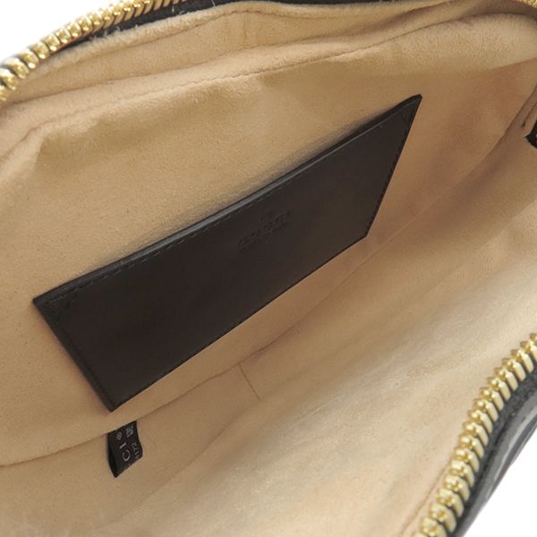 Gucci Shoulder Bag Interlocking G Heart Shoulder Leather Black Gold Hardware