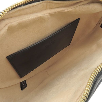 Gucci Shoulder Bag Interlocking G Heart Shoulder Leather Black Gold Hardware