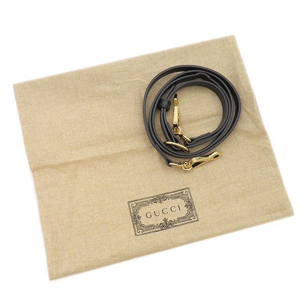 Gucci Shoulder Bag Interlocking G Heart Shoulder Leather Black Gold Hardware