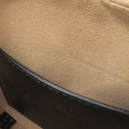 Gucci Shoulder Bag Interlocking G Heart Shoulder Leather Black Gold Hardware