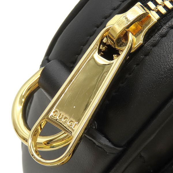 Gucci Shoulder Bag Interlocking G Heart Shoulder Leather Black Gold Hardware