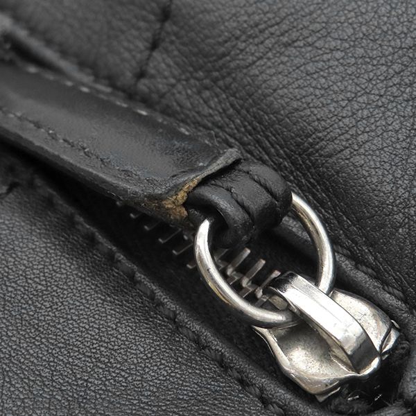 Chanel Handbag Choco Bar Leather Black Silver Hardware Black Boston 91*****