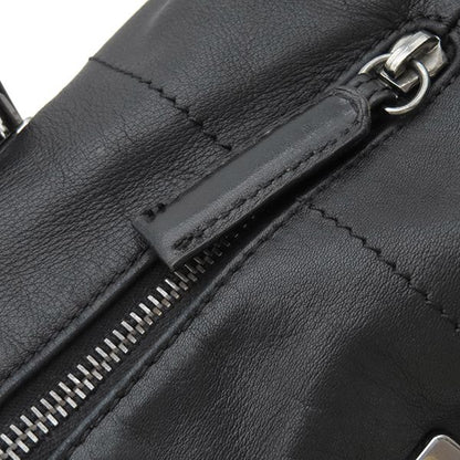 Chanel Handbag Choco Bar Leather Black Silver Hardware Black Boston 91*****