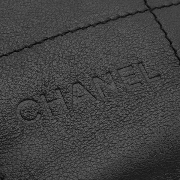 Chanel Handbag Choco Bar Leather Black Silver Hardware Black Boston 91*****