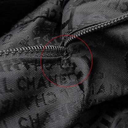 Chanel Handbag Choco Bar Leather Black Silver Hardware Black Boston 91*****