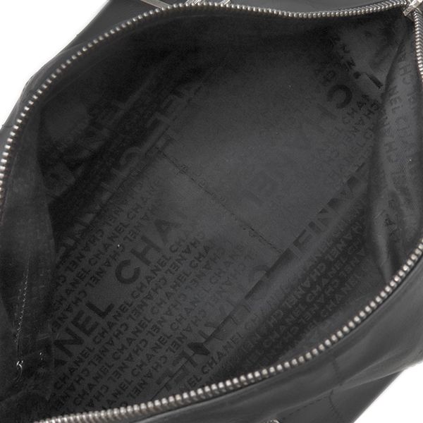 Chanel Handbag Choco Bar Leather Black Silver Hardware Black Boston 91*****