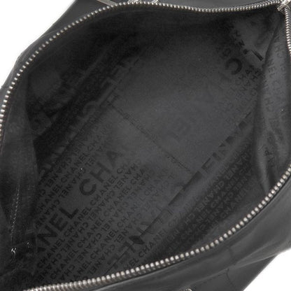 Chanel Handbag Choco Bar Leather Black Silver Hardware Black Boston 91*****
