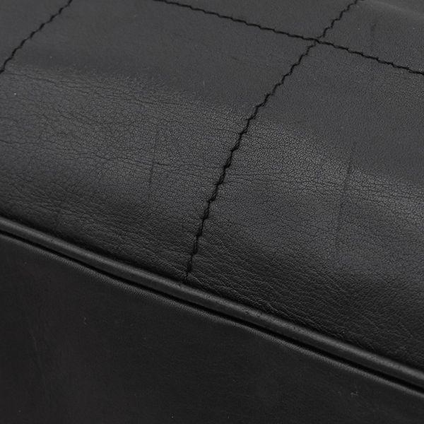 Chanel Handbag Choco Bar Leather Black Silver Hardware Black Boston 91*****