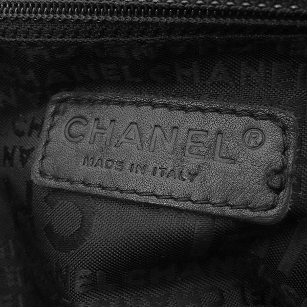 Chanel Handbag Choco Bar Leather Black Silver Hardware Black Boston 91*****