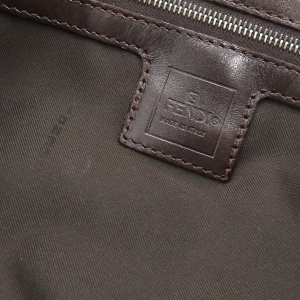 Fendi Handbag Zucca Canvas Leather Brown and Dark Brown Silver Hardware Brown