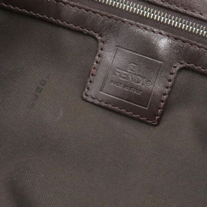 Fendi Handbag Zucca Canvas Leather Brown and Dark Brown Silver Hardware Brown