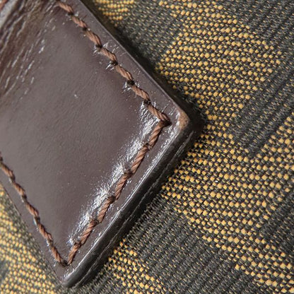 Fendi Handbag Zucca Canvas Leather Brown and Dark Brown Silver Hardware Brown