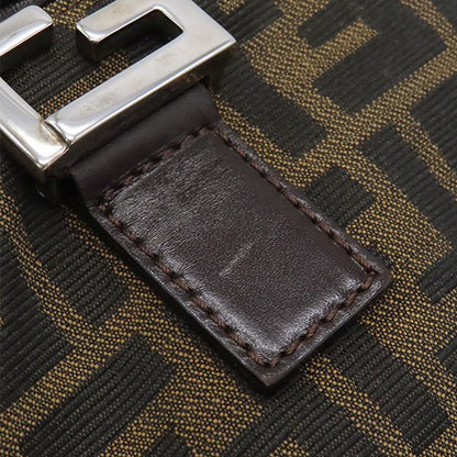 Fendi Handbag Zucca Canvas Leather Brown and Dark Brown Silver Hardware Brown