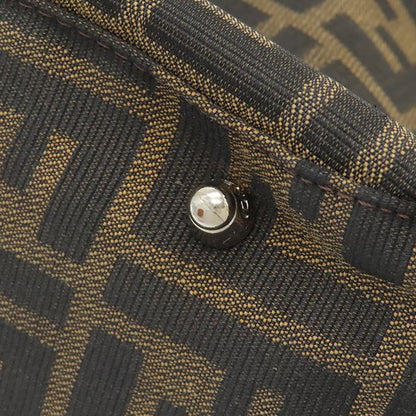 Fendi Handbag Zucca Canvas Leather Brown and Dark Brown Silver Hardware Brown