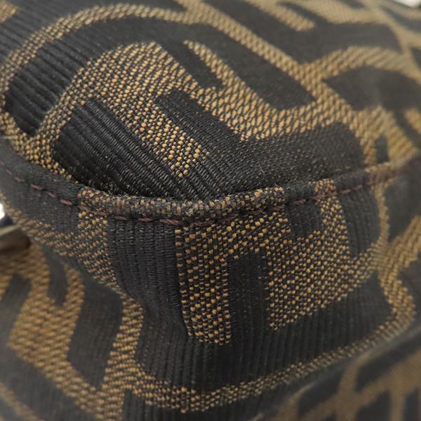 Fendi Handbag Zucca Canvas Leather Brown and Dark Brown Silver Hardware Brown
