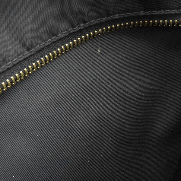 Prada Shoulder Bag Metal Logo Nylon Leather Black Gold Hardware Black Bt0687