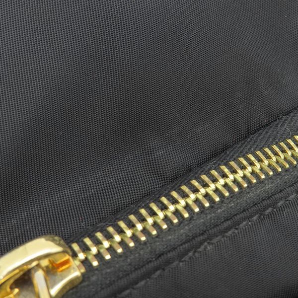 Prada Shoulder Bag Metal Logo Nylon Leather Black Gold Hardware Black Bt0687